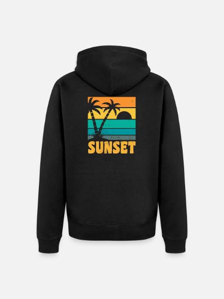 Sunset Retro Style - Unisex Premium Organic Zip Hoodie - black