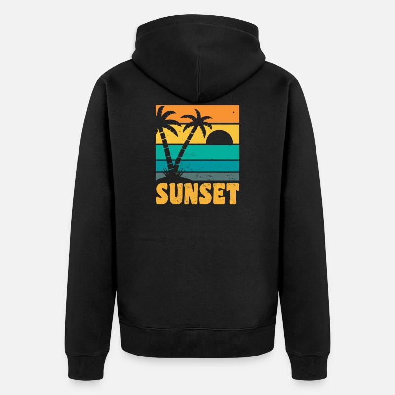 Sunset Retro Style - Unisex Premium Bio Zip Hoodie - Schwarz