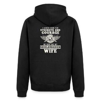 Femme signe force courage - Veste à capuche bio Premium Unisexe - noir - Dos - Nico (187cm)