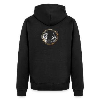 Blumen Floral Lineart - Unisex Premium Bio Zip Hoodie - Schwarz - Hinten - Nico (187cm)
