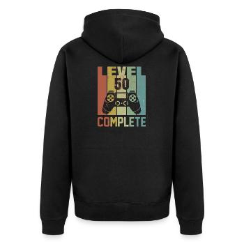 Level 50 complete Birthday Shirt Gift - Unisex Premium Organic Zip Hoodie - black - Back - Nico (187cm)