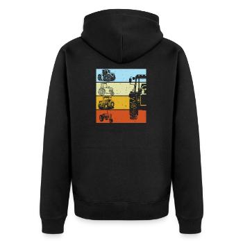 Traktor Retro Traktor Vintage Traktor Geschenk - Unisex Premium Bio Zip Hoodie - Schwarz - Hinten - Nico (187cm)