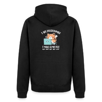 I Are Programmer I make Computer Beep Boop - Unisex Premium Organic Zip Hoodie - black - Back - Nico (187cm)