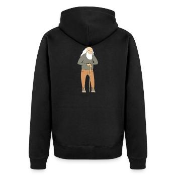 MANN ALT - Unisex Premium Bio Zip Hoodie - Schwarz - Hinten - Nico (187cm)
