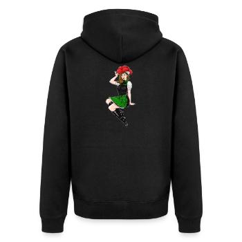 Heimat Schwarzwaldmädel Bollenhut Schwarzwald - Unisex Premium Bio Zip Hoodie - Schwarz - Hinten - Nico (187cm)