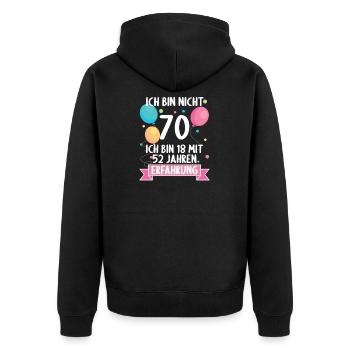 70 Jahre alt 70 Jährige 70 Jähriger 70. Geburtstag - Unisex Premium Bio Zip Hoodie - Schwarz - Hinten - Nico (187cm)