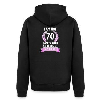 70 Jahre alt 70 Jährige 70 Jähriger 70. Geburtstag - Unisex Premium Bio Zip Hoodie - Schwarz - Hinten - Nico (187cm)