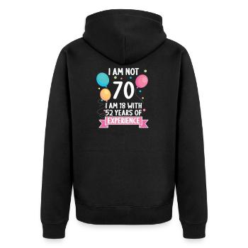 70 Jahre alt 70 Jährige 70 Jähriger 70. Geburtstag - Unisex Premium Bio Zip Hoodie - Schwarz - Hinten - Nico (187cm)