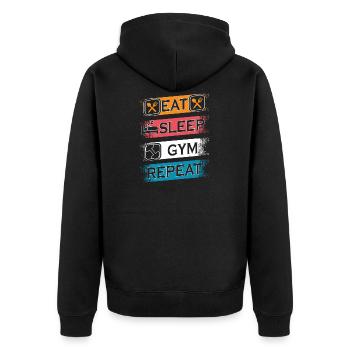 EAT SLEEP GYM REPEAT - Veste à capuche bio Premium Unisexe - noir - Dos - Nico (187cm)