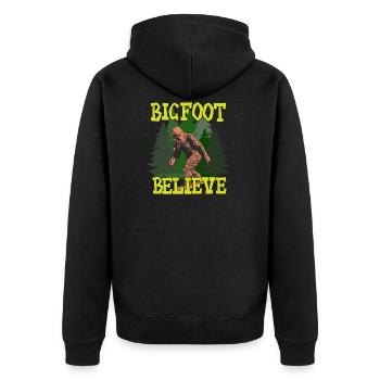 Bigfoot - Bigfoot Glauben - Unisex Premium Bio Zip Hoodie - Schwarz - Hinten - Nico (187cm)