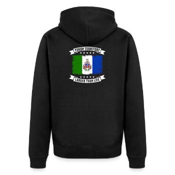 Yukon Territory Flag Vintage Retro - Unisex Premium Organic Zip Hoodie - black - Back - Nico (187cm)