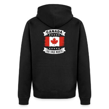 Canada Maple Leaf The True North Vintage Retro - Unisex Premium Organic Zip Hoodie - black - Back - Nico (187cm)