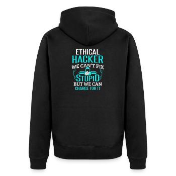 Cybersecurity Computer Hacking Ethical Hacker - Unisex Premium Organic Zip Hoodie - black - Back - Nico (187cm)