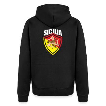 Italien Italia Sicilia Flagge Sizilien Palermo - Unisex Premium Bio Zip Hoodie - Schwarz - Hinten - Nico (187cm)