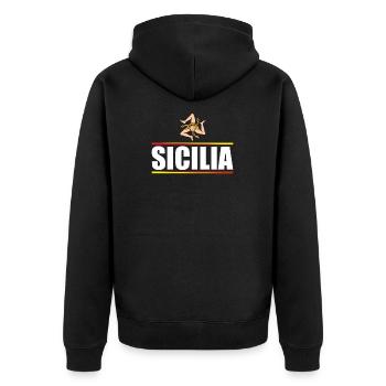 Italien Italia Sicilia Flagge Sizilien Palermo - Unisex Premium Bio Zip Hoodie - Schwarz - Hinten - Nico (187cm)