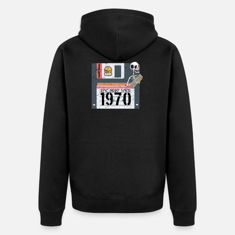 Nerd Anniversaire 1970 - Veste à capuche bio Premium Unisexe - noir