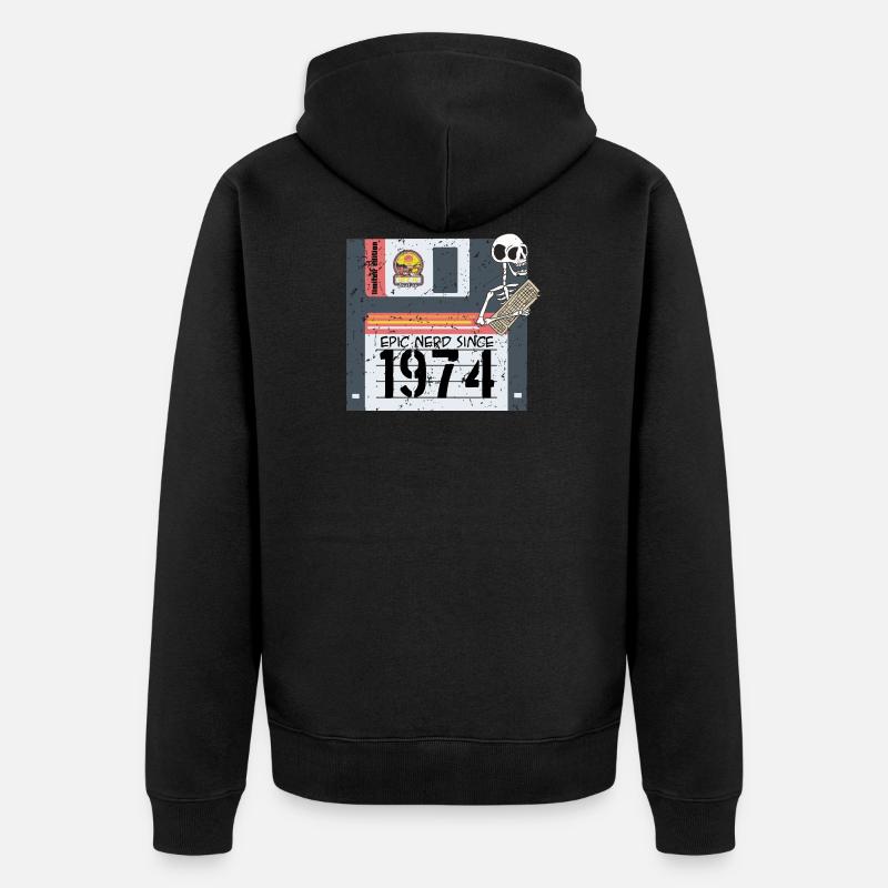 Nerd Anniversaire 1974 - Veste à capuche bio Premium Unisexe - noir