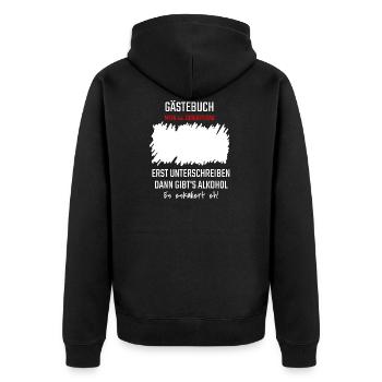 44. Geburtstag Gästeliste Gästebuch 44 Jahre Shirt - Unisex Premium Bio Zip Hoodie - Schwarz - Hinten - Nico (187cm)