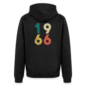 1966 Vintage Geburtstag Retro - Unisex Premium Bio Zip Hoodie - Schwarz - Hinten - Nico (187cm)