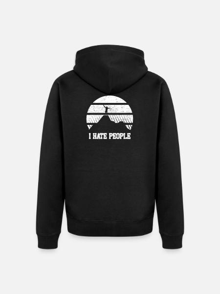 I hate people Camping - Unisex Premium Bio Zip Hoodie - Schwarz