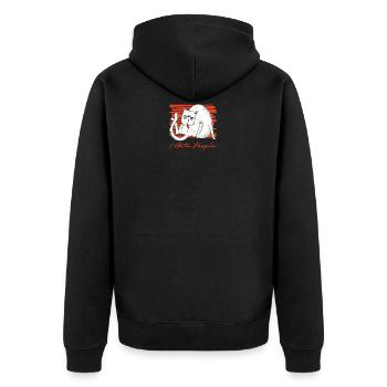 I hate people Katze - Unisex Premium Bio Zip Hoodie - Schwarz - Hinten - Nico (187cm)
