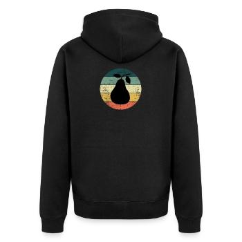 Birne Obst Frucht Birnen Garten Retro Geschenk - Unisex Premium Bio Zip Hoodie - Schwarz - Hinten - Nico (187cm)