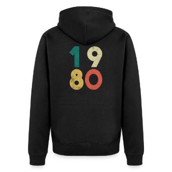 1980 Vintage Geburtstag Retro - Unisex Premium Bio Zip Hoodie - Schwarz - Hinten - Nico (187cm)
