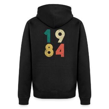 1984 Vintage Geburtstag Retro - Unisex Premium Bio Zip Hoodie - Schwarz - Hinten - Nico (187cm)