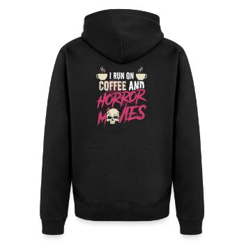 Lustiges Halloween Kaffee Designs - Unisex Premium Bio Zip Hoodie - Schwarz - Hinten - Nico (187cm)