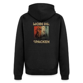 Hamburg Gorilla Spacken - Unisex Premium Bio Zip Hoodie - Schwarz - Hinten - Nico (187cm)
