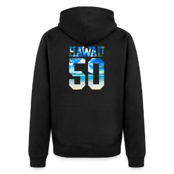 Hawaii 50 Fun Geschenk - Unisex Premium Bio Zip Hoodie - Schwarz - Hinten - Nico (187cm)