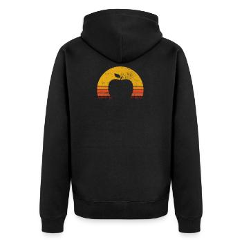 Apfel Gesund Frucht Obst Vegan Retro Geschenk - Unisex Premium Bio Zip Hoodie - Schwarz - Hinten - Nico (187cm)