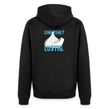 Eine Zehe? Lustig Knoblauch Essen Gewürze Stinken - Unisex Premium Bio Zip Hoodie - Schwarz - Hinten - Nico (187cm)