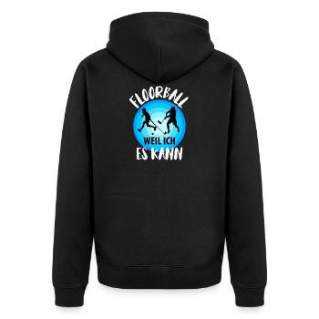 Floorball Unihockey Feldhockey Hallenhockey - Unisex Premium Bio Zip Hoodie - Schwarz - Hinten - Nico (187cm)