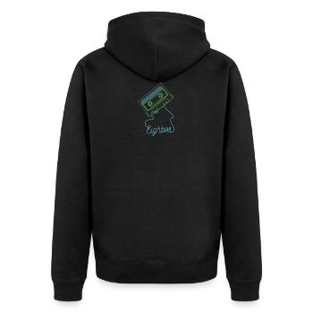 Vintage Casette Tape Eighties 80's 90's - Unisex Premium Organic Zip Hoodie - black - Back - Nico (187cm)