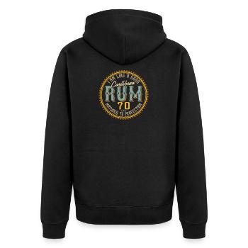 70. Geburtstag 70 Jahre Ich bin wie guter Rum - Unisex Premium Bio Zip Hoodie - Schwarz - Hinten - Nico (187cm)