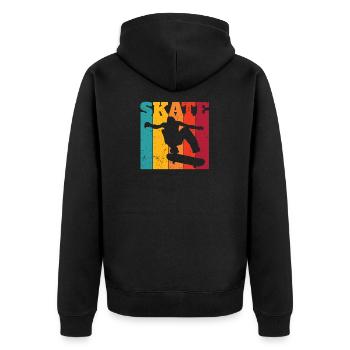 Skateboarding Skateboard Skateboarder Vintage - Unisex Premium Organic Zip Hoodie - black - Back - Nico (187cm)