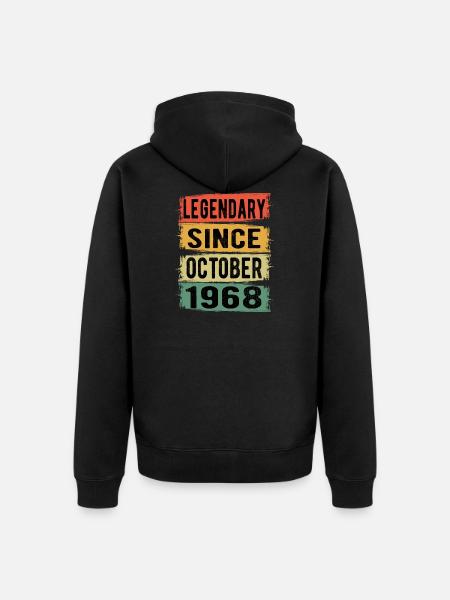 Birthday Retro October 1968 - Unisex Premium Organic Zip Hoodie - black