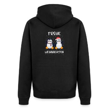 Pinguin Frohe Weihnachten - Unisex Premium Bio Zip Hoodie - Schwarz - Hinten - Nico (187cm)