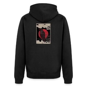 Lunar Raven Norse Mythology Viking Style Norse Myt - Unisex Premium Organic Zip Hoodie - black - Back - Nico (187cm)