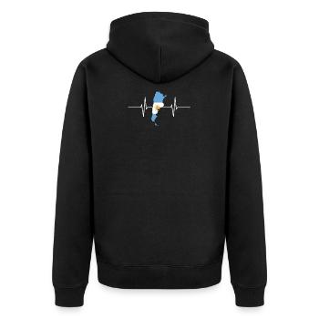 Argentina Heartbeat Flag Vintage Argentina - Unisex Premium Organic Zip Hoodie - black - Back - Nico (187cm)