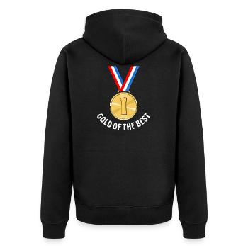MEDAL GOLD OF THE BEST - Unisex Premium Organic Zip Hoodie - black - Back - Nico (187cm)
