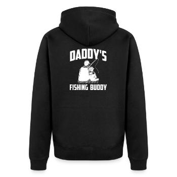Daddys Fishing Buddy Lustige Fischjagd - Unisex Premium Bio Zip Hoodie - Schwarz - Hinten - Nico (187cm)