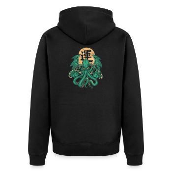 Anime Cthulhu lustig Film Krake Wissenschaft Meer - Unisex Premium Bio Zip Hoodie - Schwarz - Hinten - Nico (187cm)