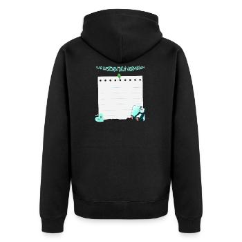 Wir Werden Dich Vermissen - Abschied Unterschrift - Unisex Premium Bio Zip Hoodie - Schwarz - Hinten - Nico (187cm)