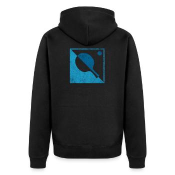Tischtennis Retro - Unisex Premium Bio Zip Hoodie - Schwarz - Hinten - Nico (187cm)