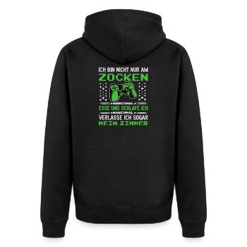 Gamer Zocken Gaming Zocker Videospiel Zocken - Unisex Premium Bio Zip Hoodie - Schwarz - Hinten - Nico (187cm)
