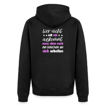 Lustiger Spruch Frauen Mädchen Damen Geschenk - Unisex Premium Bio Zip Hoodie - Schwarz - Hinten - Nico (187cm)