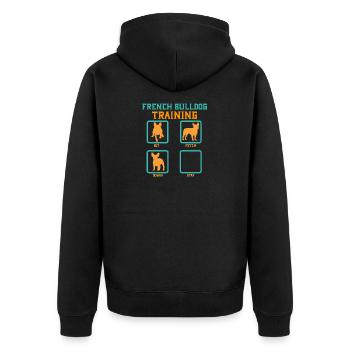 French Bulldog Training - Unisex Premium Bio Zip Hoodie - Schwarz - Hinten - Nico (187cm)