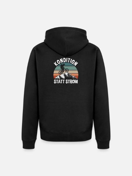 Fahrrad Kondition statt Strom - Unisex Premium Bio Zip Hoodie - Schwarz